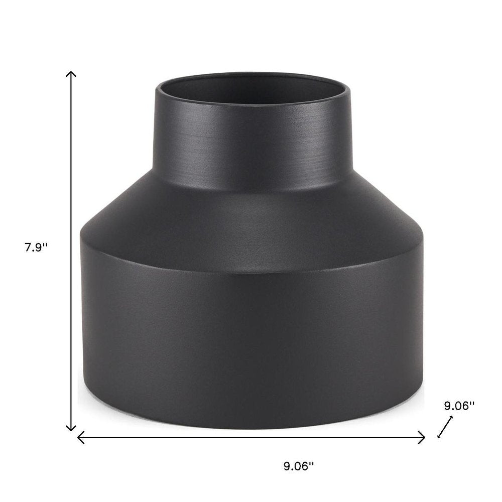 8" Black Tulip Metal Table Vase on a white background