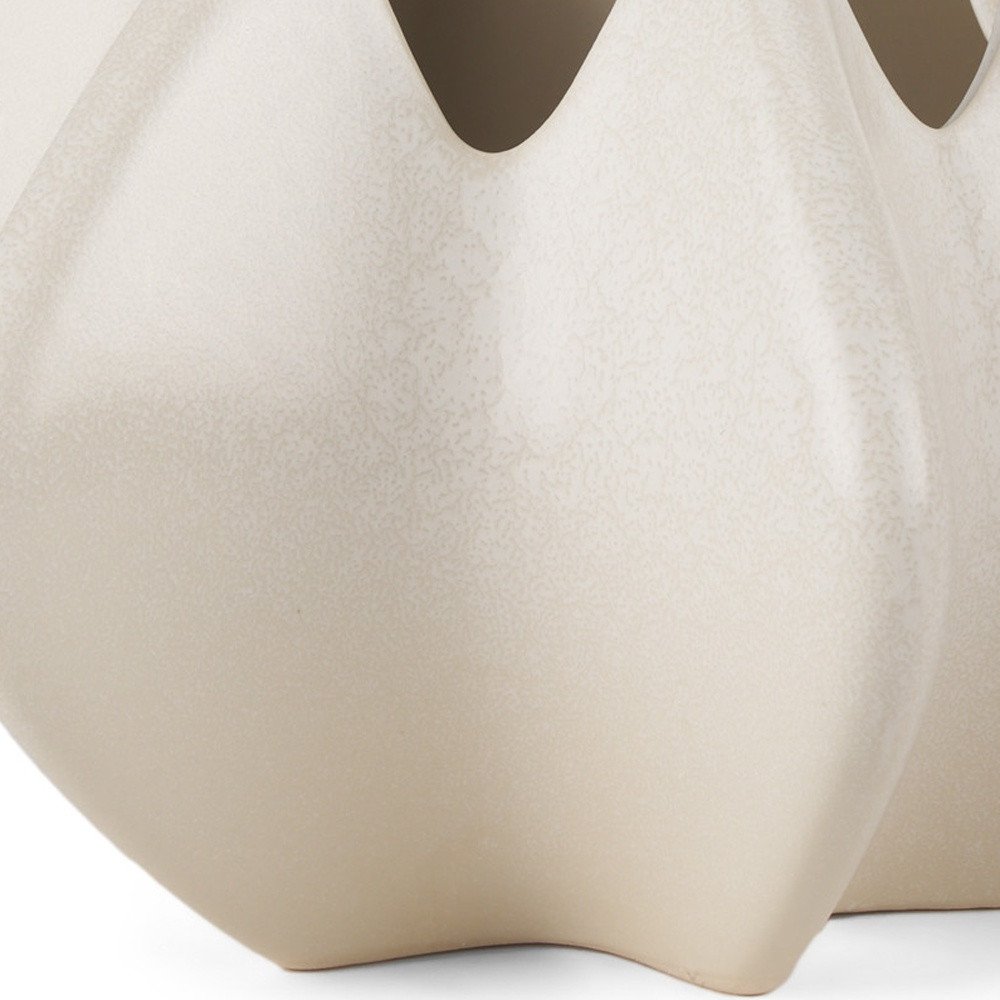 9" Cream Sculptural Ceramic Table Vase - 8.9" H x 13.98" W x 13.78" D