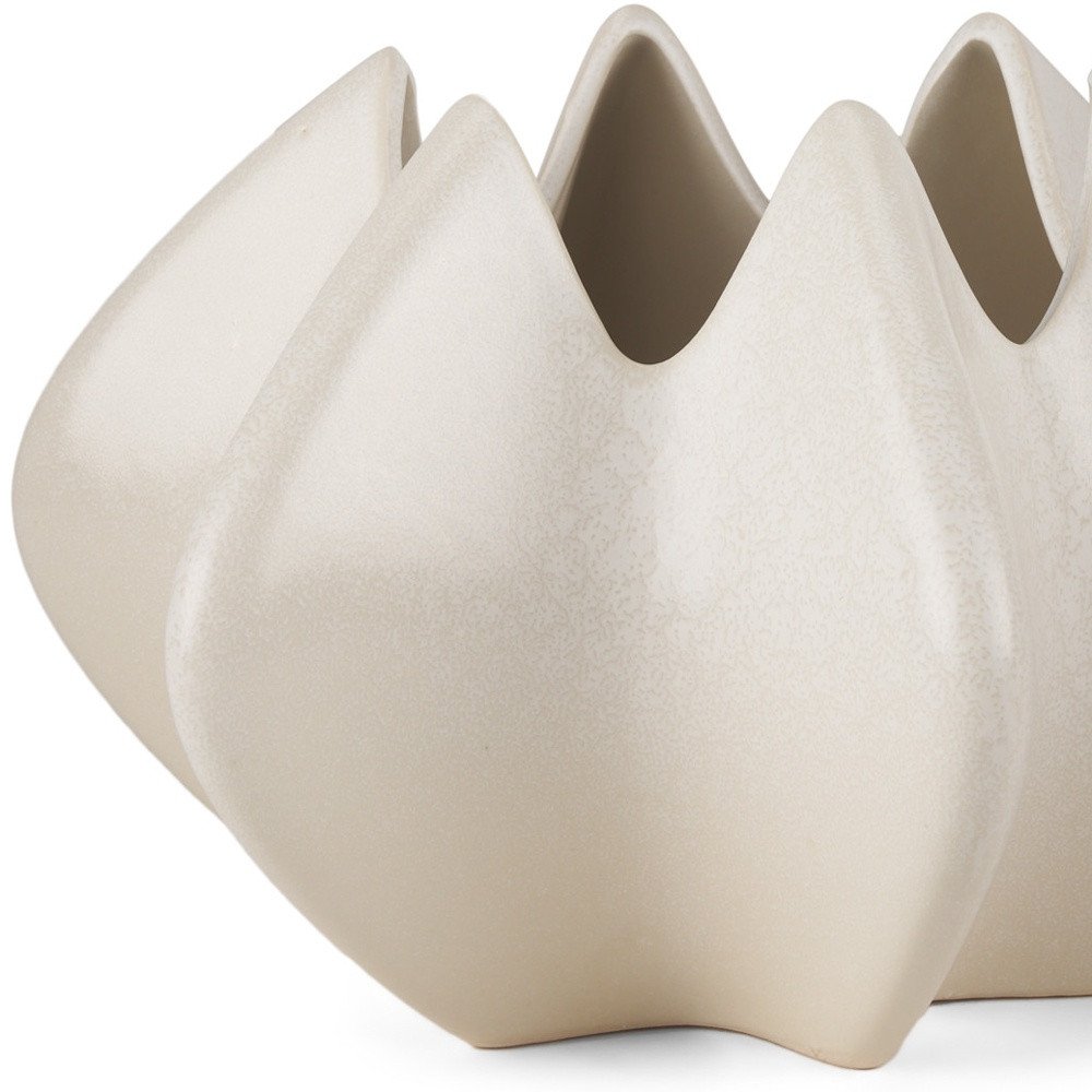 9" Cream Sculptural Ceramic Table Vase - 8.9" H x 13.98" W x 13.78" D