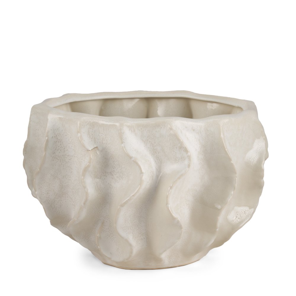 9" Cream Sculptural Ceramic Table Vase on a white background