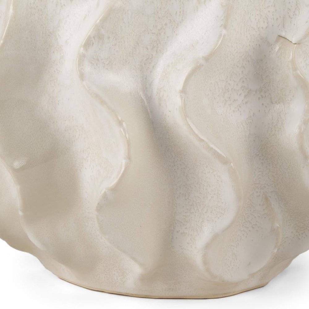 9" Cream Sculptural Ceramic Table Vase close-up detail