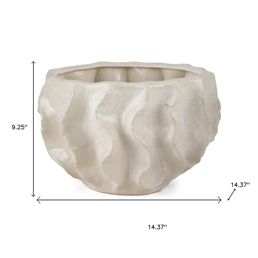 9" Cream Sculptural Ceramic Table Vase on a white background
