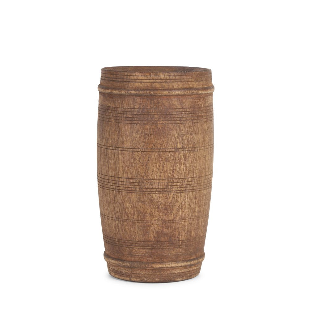 9" Brown Solid Wood Cylinder Table Vase on a white background
