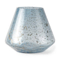 7" Blue Seeded Glass Round Table Vase on a white background