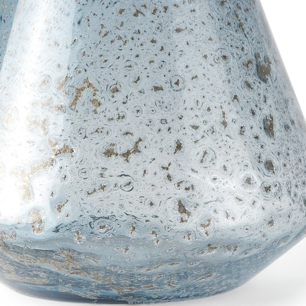 7" Blue Seeded Glass Round Table Vase close-up detail