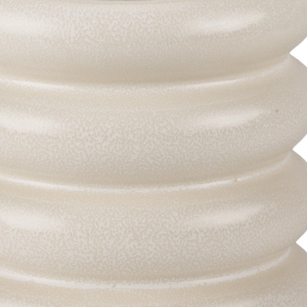 7" Cream Ceramic Stacking Rings Cylinder Table Vase