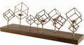8" Brass Distressed Geometric Metal Tabletop Tealight Candle Holder