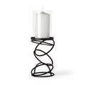 14" Black Geometric Glass And Metal Tabletop Pillar Candle Holder
