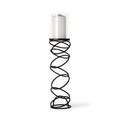 21" Black Geometric Glass And Metal Tabletop Pillar Candle Holder
