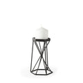 8" Black Distressed Geometric Metal Tabletop Dish Candle Holder