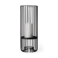 17" Black Abstract Metal And Glass Tabletop Hurricane Candle Holder