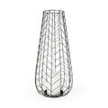 24" Gold Distressed Lattice Metal Tabletop Hurricane Candle Holder