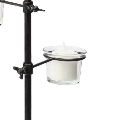 17" Black Distressed Abstract Metal Tabletop Tealight Candle Holder