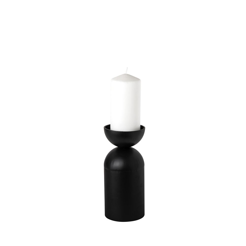 9" Black Metal Tabletop Pillar Candle Holder on a white background