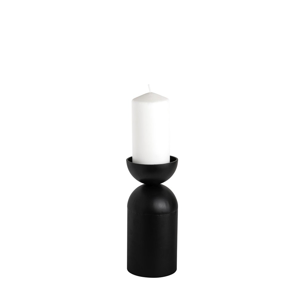 9" Black Metal Tabletop Pillar Candle Holder on a white background