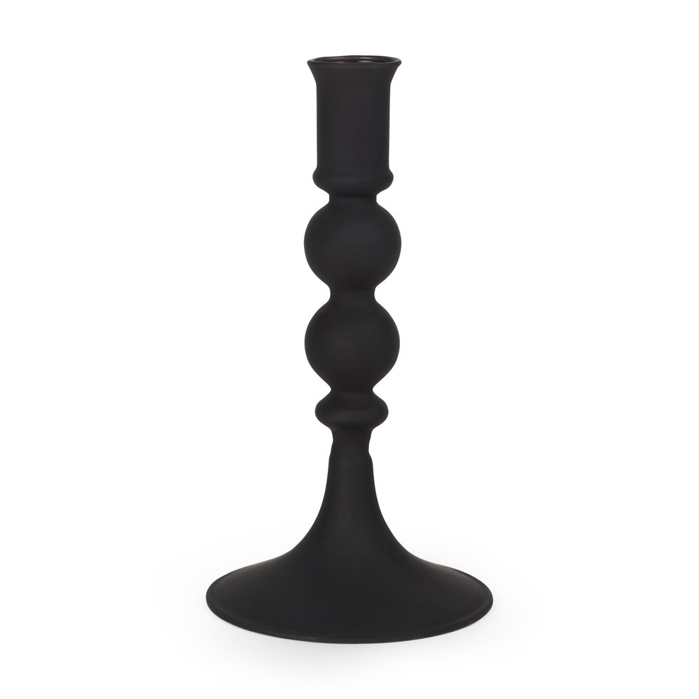 8" Black Glass Tabletop Taper Candlestick