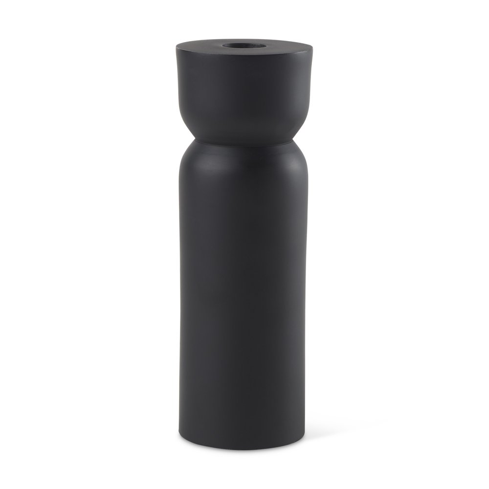 8" Black Metal Tabletop Taper Candle Holder on a white background