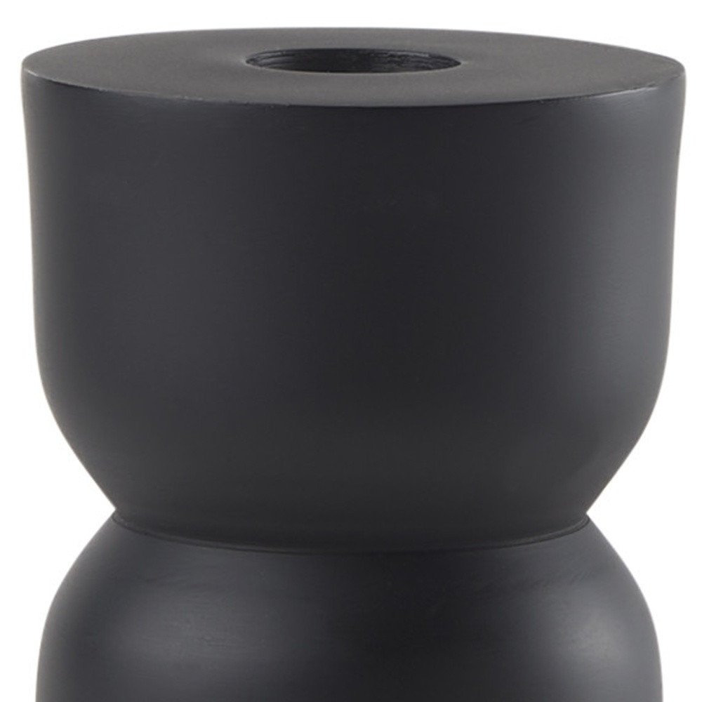 8" Black Metal Tabletop Taper Candle Holder on a white background