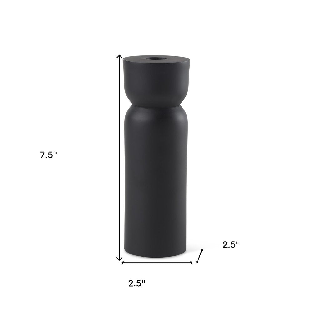 8" Black Metal Tabletop Taper Candle Holder on a white background