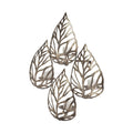 18" Champagne Distressed Botanical Leaf Metal Wall Sconce Candle Holder