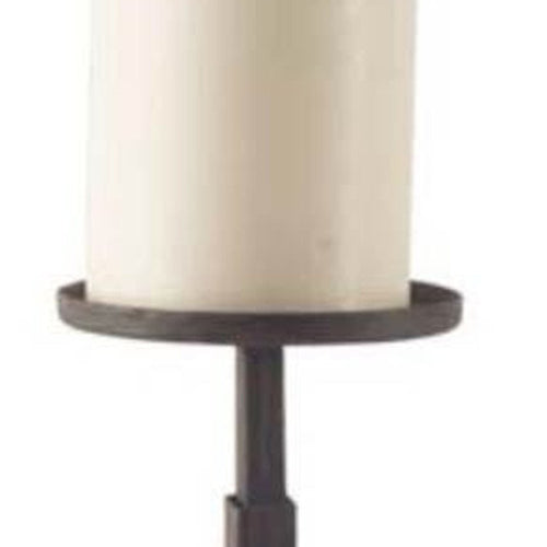 16" Brown Distressed Abstract Solid Wood Tabletop Pillar Candle Holder