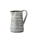 8" Gray And White Striped Metal Tapered Jug Vase