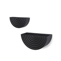 Set of Two Black Metal Geometric Half Moon Wall Planters on a white background