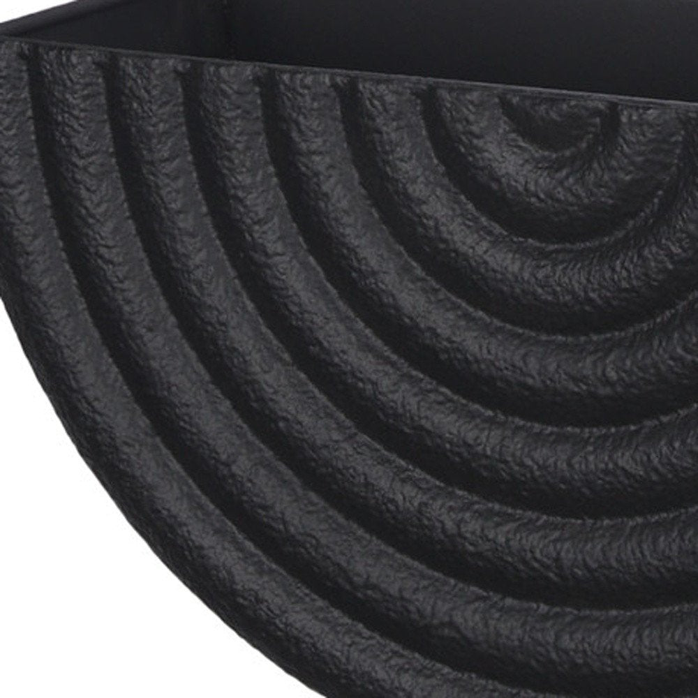 Set of Two Black Metal Geometric Half Moon Wall Planters close-up detail