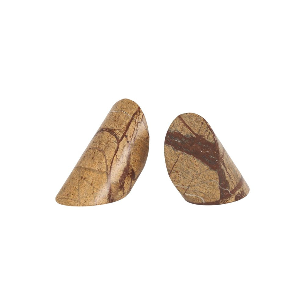 Set of Two Brown Marble Geometric Decorative Bookends