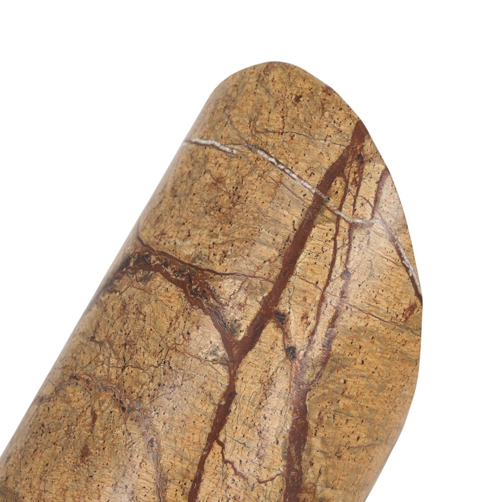 Set of Two Brown Marble Geometric Decorative Bookends on a white background