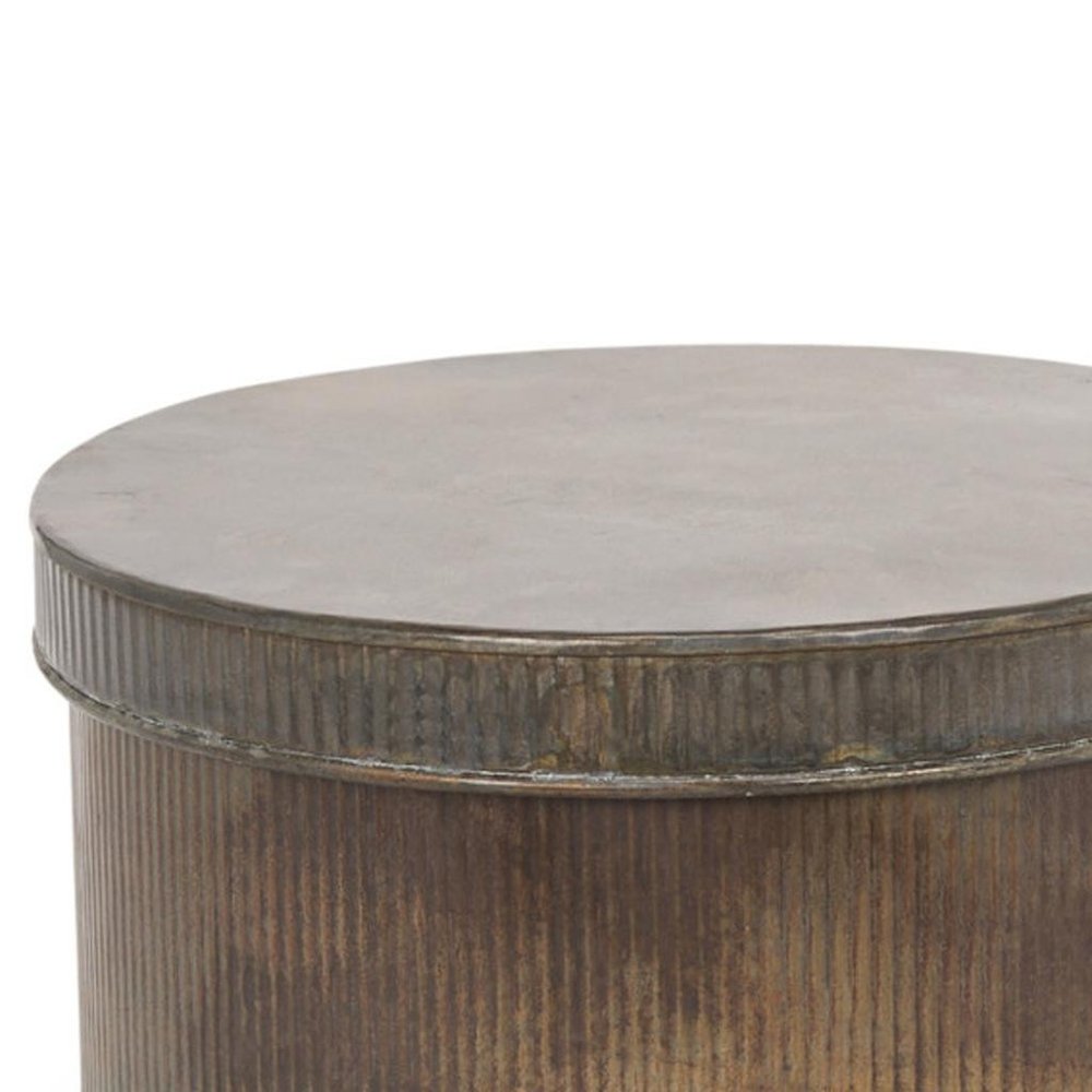 Set of Two Antiqued Gold Metal Decorative Boxes