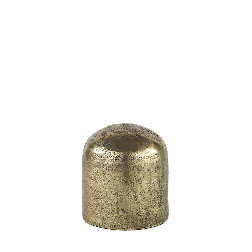 7" Antiqued Brass Cast Aluminum Cylindrical Tabletop Sculpture