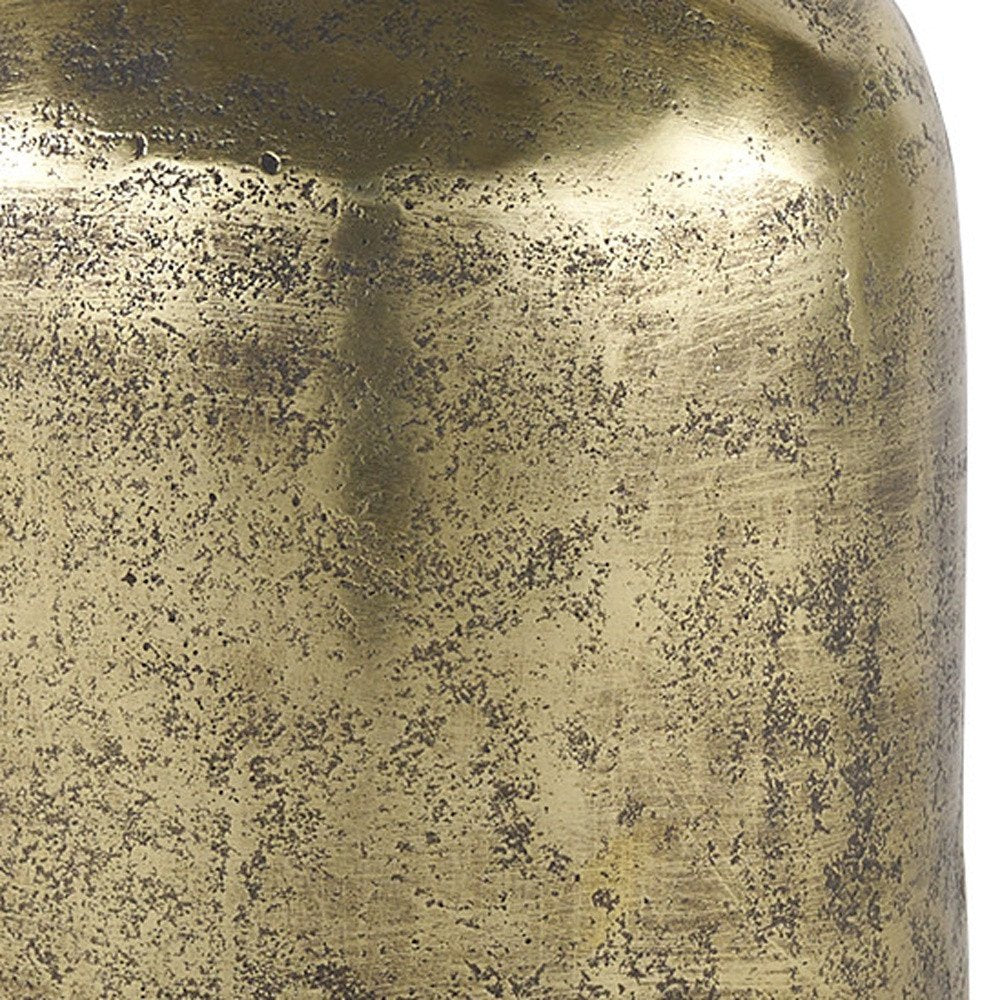 7" Antiqued Brass Cast Aluminum Cylindrical Tabletop Sculpture