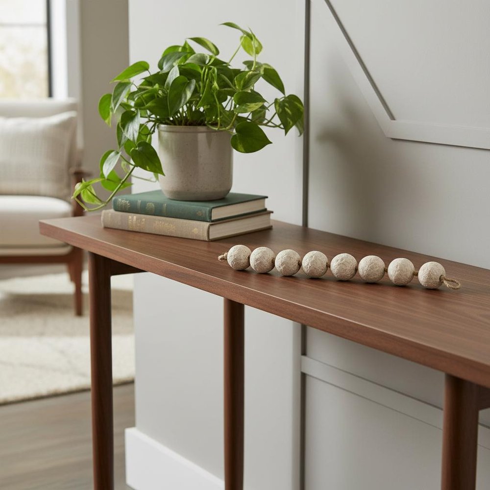 3" Beige Paper Sphere Tabletop Sculpture