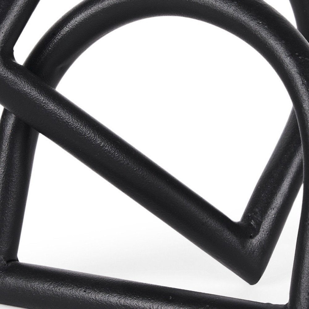 6" Black Iron Modern Abstract Tabletop Sculpture