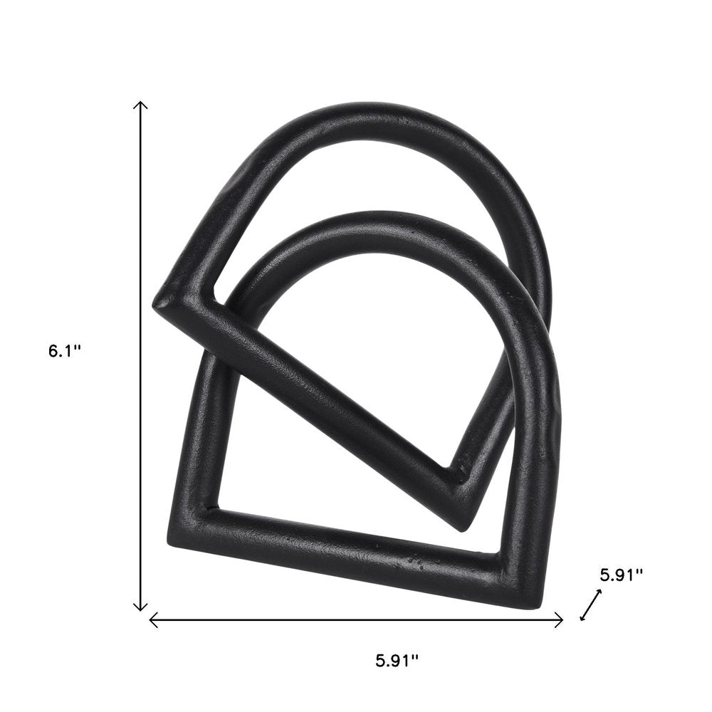 6" Black Iron Modern Abstract Tabletop Sculpture