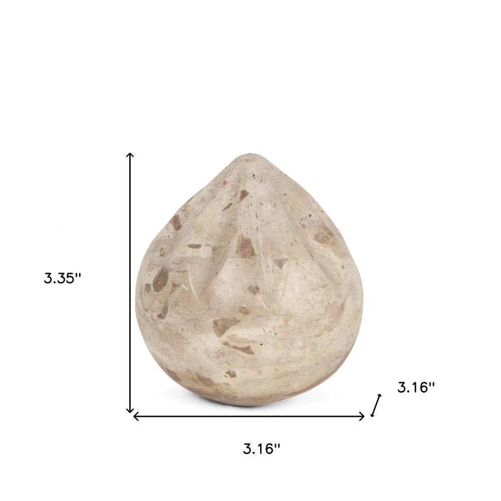 3" Beige Marble Modern Abstract Tabletop Sculpture
