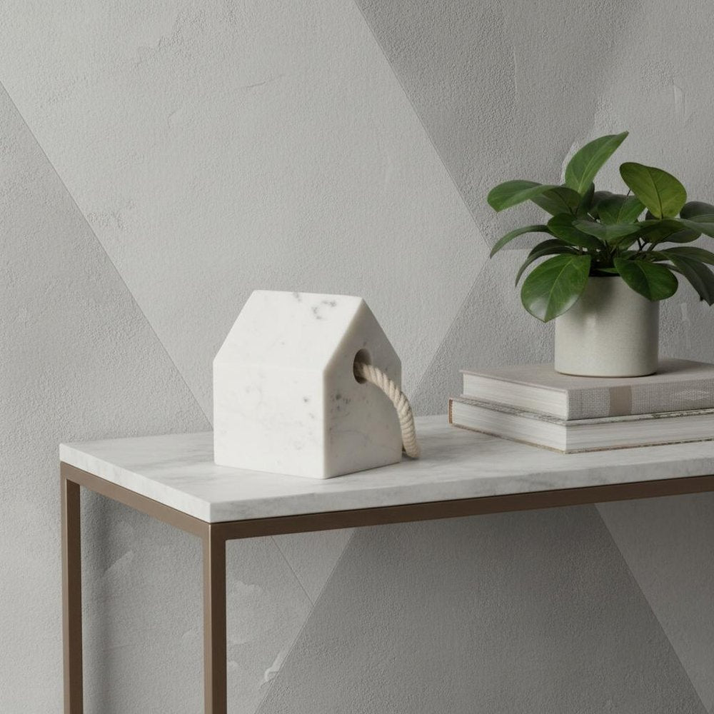5" White Marble Decorative Wall Sculpture. Sculpture in white marble.