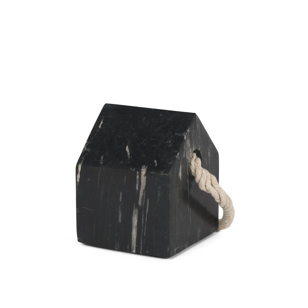 5" Black Marble Tabletop Sculpture. Sculpture isolated on a plain white background, finished in black marble.