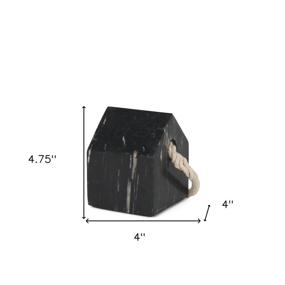 5" Black Marble Tabletop Sculpture. Sculpture isolated on a plain white background, showing a black marble surface.