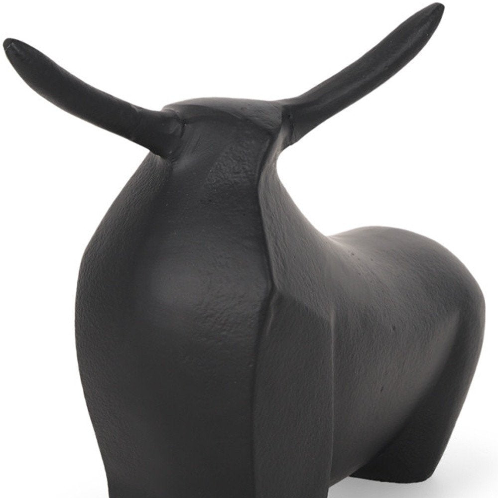 8" Black Aluminum Bull Tabletop Sculpture