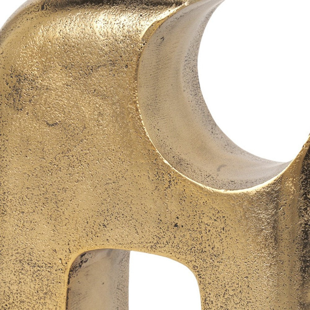 11" Antiqued Brass Aluminum Modern Abstract Tabletop Sculpture.
