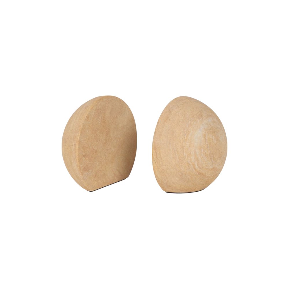 Set of Two Beige Stone Orb Decorative Bookends