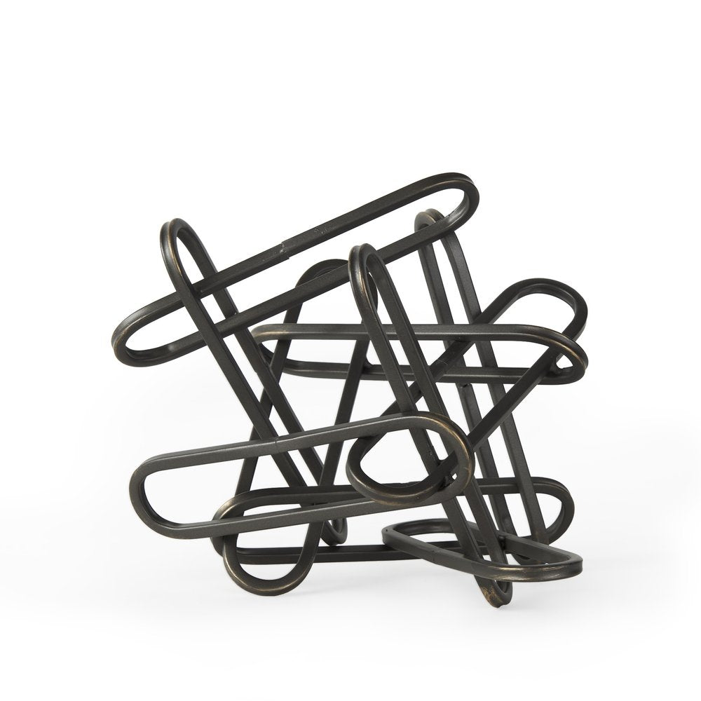 8" Black Metal Abstract Tabletop Sculpture