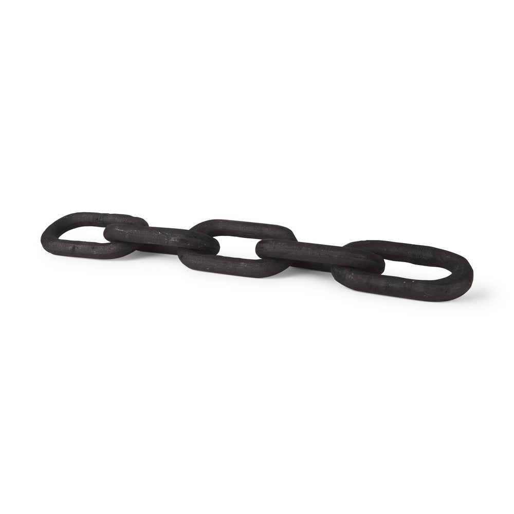 5" Black Solid Wood Tabletop Sculpture. Sculpture isolated on a plain white background, finished in black wood.