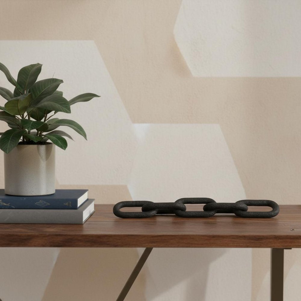 5" Black Solid Wood Tabletop Sculpture.