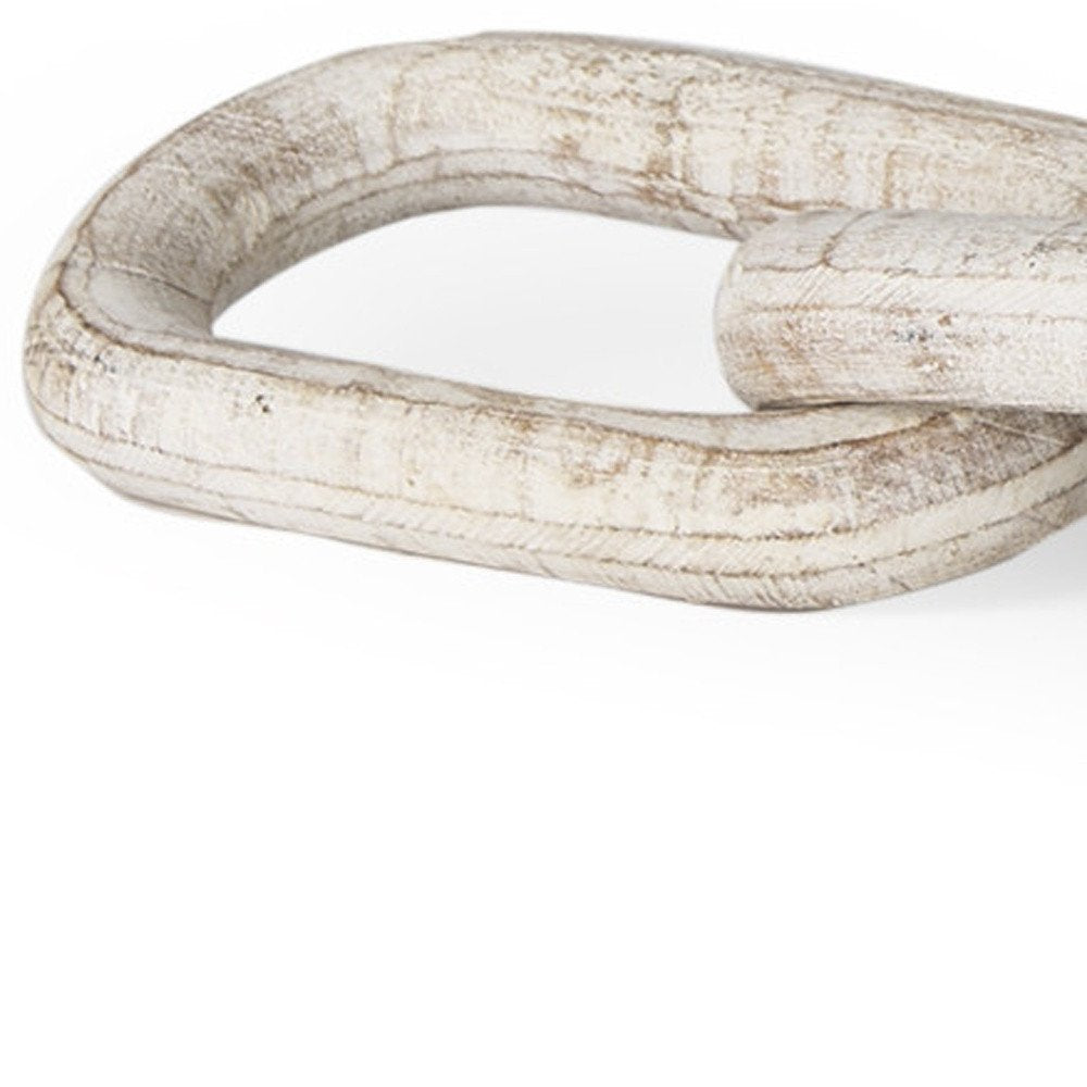 5" Beige Solid Wood Tabletop Sculpture. Sculpture isolated on a plain white background, finished in beige wood.