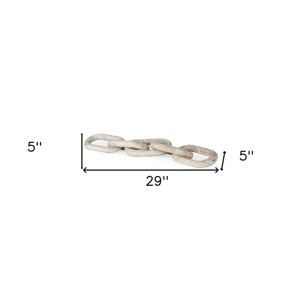 5" Beige Solid Wood Tabletop Sculpture