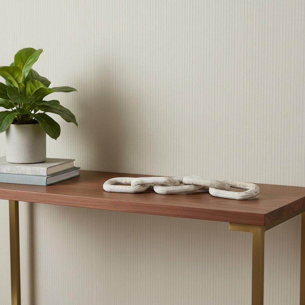 5" Beige Solid Wood Tabletop Sculpture