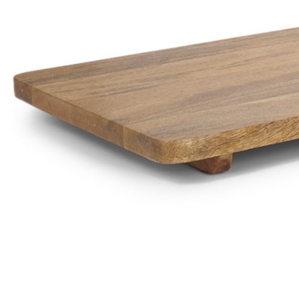 Set of Two Natural Solid Wood Handmade Serve Boards With Handles on a white background